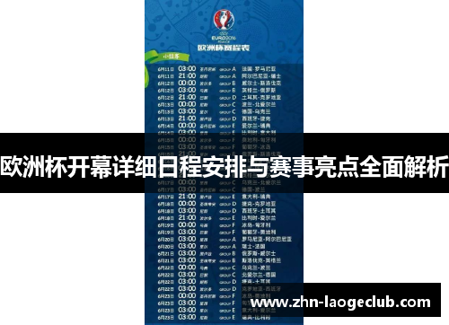 欧洲杯开幕详细日程安排与赛事亮点全面解析